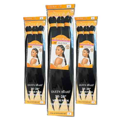 Queen Braids Haarverlängerung Pre-Stretched 3x 28'' 1 – Leicht & Tangle-Free 150g