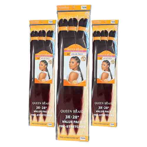 Queen Braids Zöpfe pre Stretched 3x 28'' 1B-900 – Zeitersparnis 210g