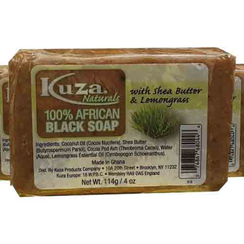 Kuza Naturals Schwarze Seife mit Sheabutter & Teebaum – Beruhigt 114g