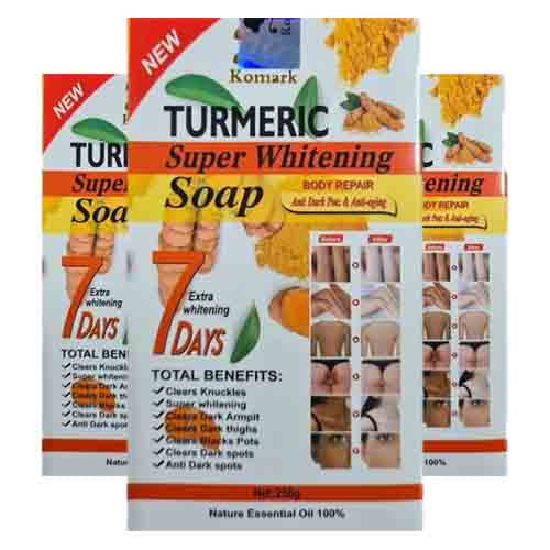 Komark Tumeric Super Whitening Soap – Hellt Haut auf 250g