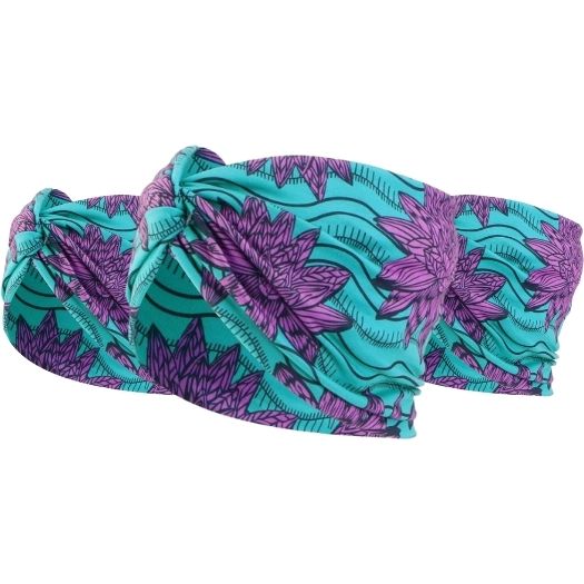 Designer Flower Print Breite Haarband Vintage Knoten – Lila Hellgrün 100g