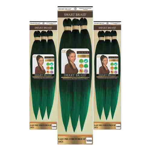 Smart Braids Haarverlängerung Pre Stretched T1B/Green – 28 Zoll 100g
