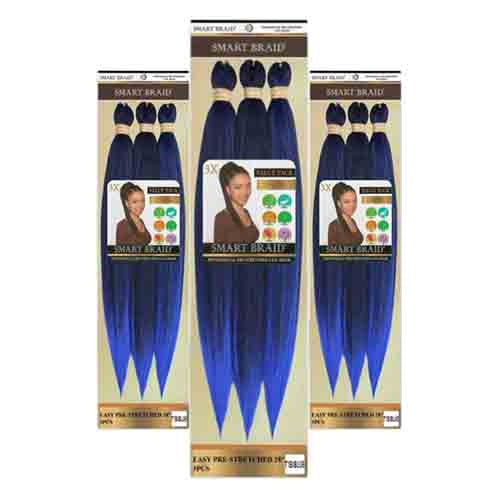 Smart Braids Haarverlängerung Pre Stretched T1B/Blau – 28 Zoll 100g
