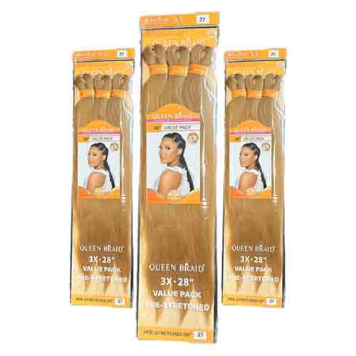 Queen Braids Haarverlängerung pre Stretched 3x 28'' 27 – Tangle-Free 300g