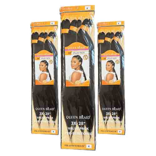 Queen Braids Haarteile pre Stretched 3x 28'' 4 – Zeitersparnis 200g