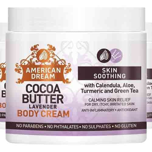 American Dream Körpercreme mit Kakaobutter und Lavendel – Feuchtigkeit 500ml