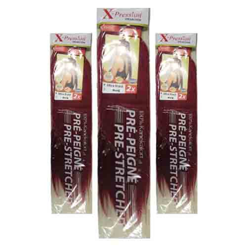 X-Pression Pre-Stretched Braid Burg – Hochwertig 100g
