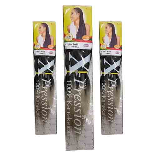 X-Pression Haarfleece Pre-Stretched Braid T1B-Silver – 100g