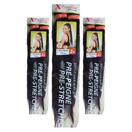 X-Pression Haarverlängerung Pre-Stretched Braid T1B-99J – 100g