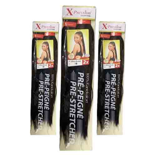 X-Pression Pre-Stretched Braid 1B – Hochwertige Flechtfrisur 100g