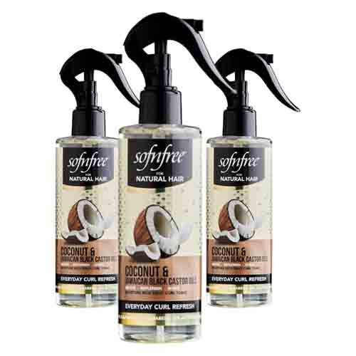 Sofn’free Curl Refresher Spray mit Kokos & Jamaikanischem Schwarz – Feuchtigkeit 240ml