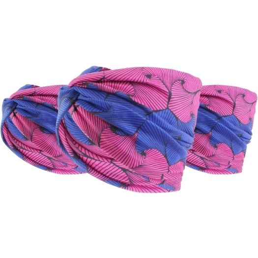 Designer Flower Print Breite Haarband Vintage Knoten – Blau Lila 100g