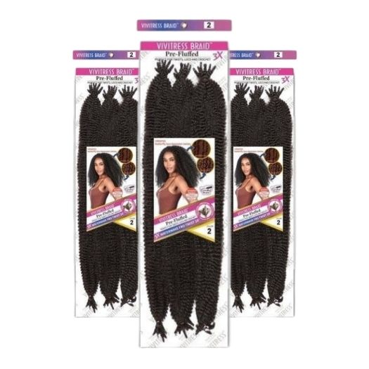 Vivitress Pre Fluffed WaterWave Fro Twist 24 Zoll – Volumen 2 Stück