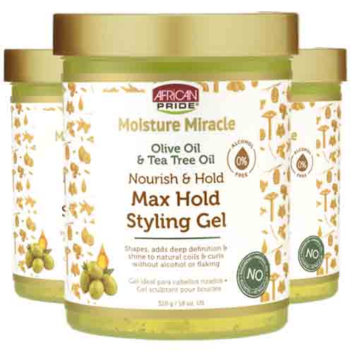 African Pride Styling Gel mit Oliven- & Teebaumöl – Max Halt 510g