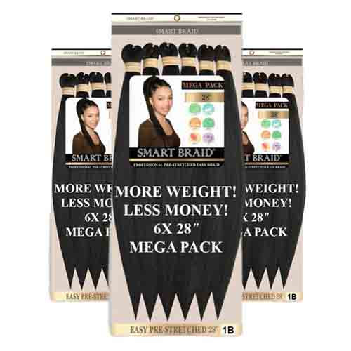 Smart Braids Haarverlängerung Pre Stretched 6x – 100g 1B