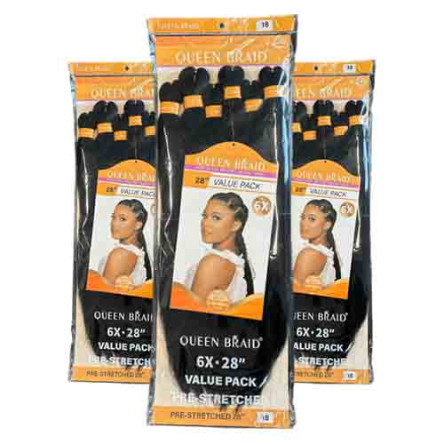 Queen Braids Flechtzopf 6x 28'' 1B – Vorgezogen & Pflegeleicht 200g